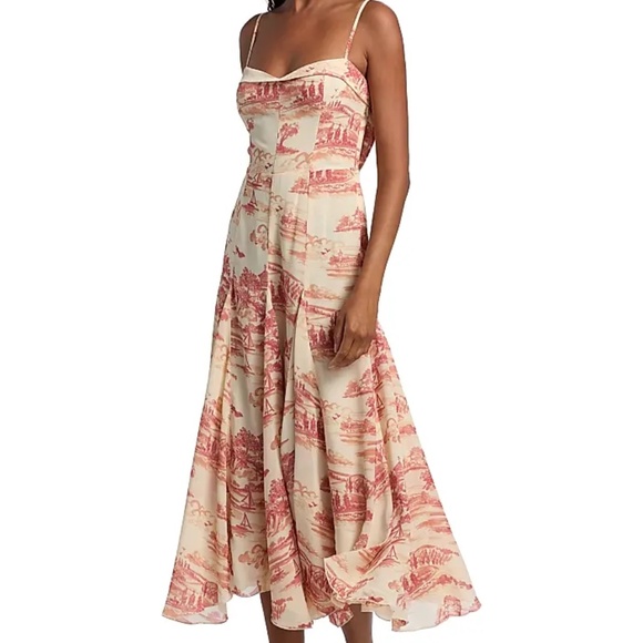 Reformation Dresses & Skirts - NWT Reformation Fredo Watercolor Toile Midi Dress Dolce Vita Color Size 8 Boho!